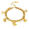 Gold-plated bracelet with cubic zirconia accents displayed on a white background.