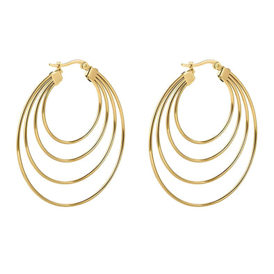 Model wearing lightweight gold-plated earrings, perfect for both casual and formal occasions in Australia."