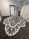 Nicole - Scalloped Royal Cathedral Wedding veil, Long Dramatic Lace Bridal Veil