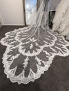 Nicole - Scalloped Royal Cathedral Wedding veil, Long Dramatic Lace Bridal Veil