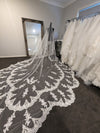 Nicole - Scalloped Royal Cathedral Wedding veil, Long Dramatic Lace Bridal Veil