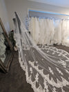 Nicole - Scalloped Royal Cathedral Wedding veil, Long Dramatic Lace Bridal Veil