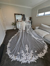 MARY - Ready to Ship Veil (Rush Order) -Drop style Two tier Lace Wedding Long Veil