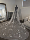 JESSICA- 3D Floral scattered Petal Cathedral Veil