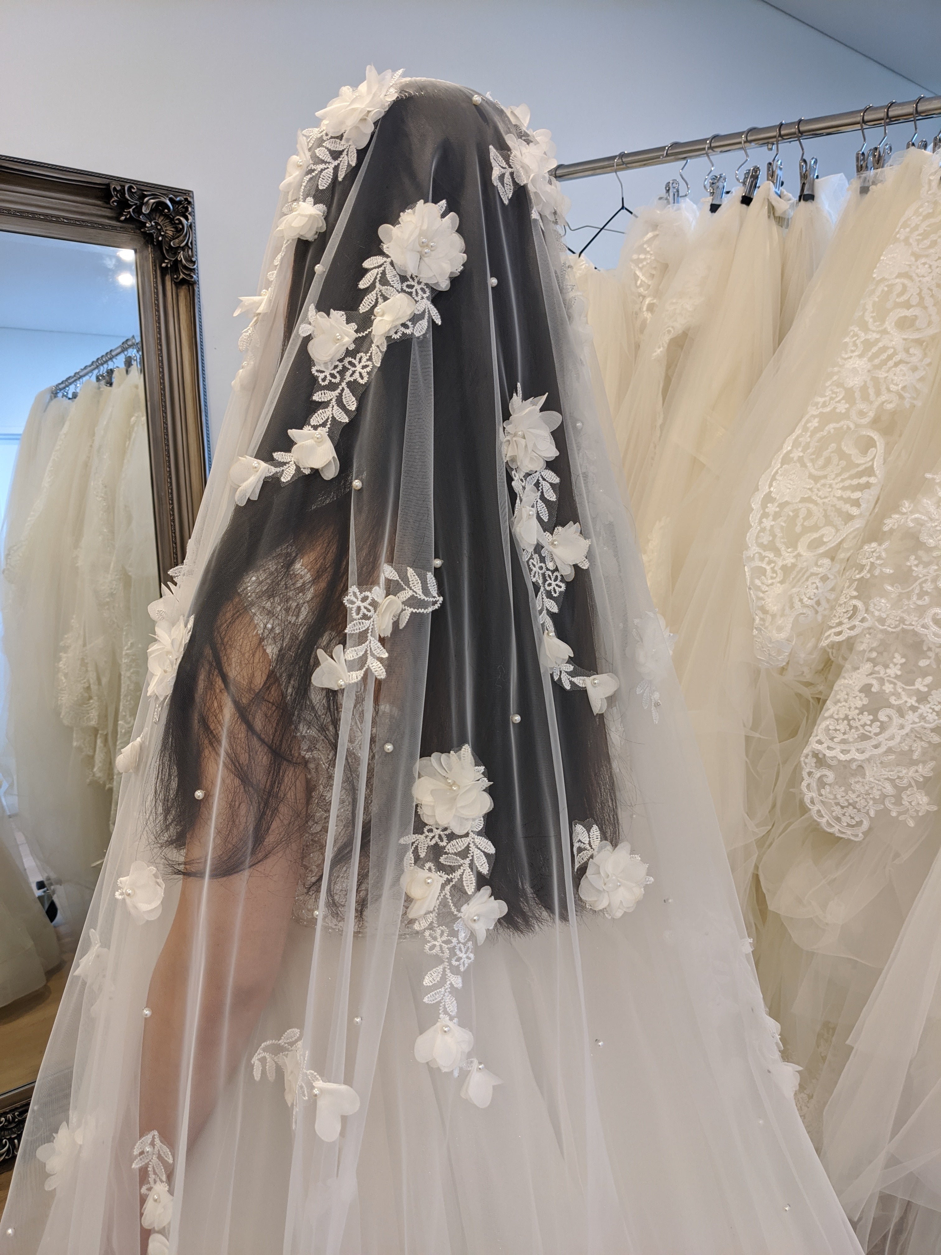 Two tier cathedral Lace Veil, Lace Floral Veil in Cathedral, Lace long Wedding  Veil in Sydney – MWBRIDALSTORE