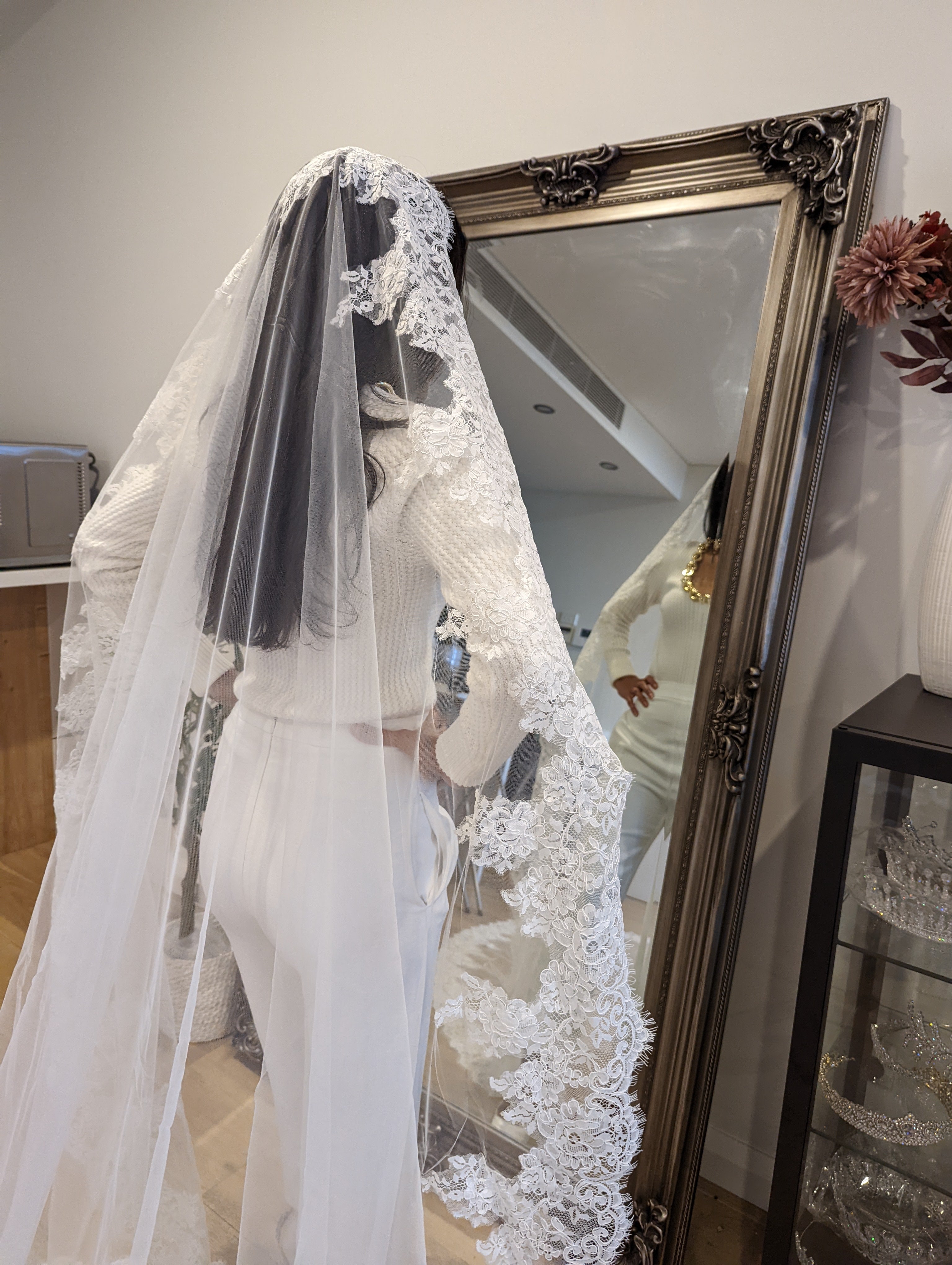 Sheer ILLUSION TULLE Veil, Wide Tulle Veil, Cathedral Wedding Veil